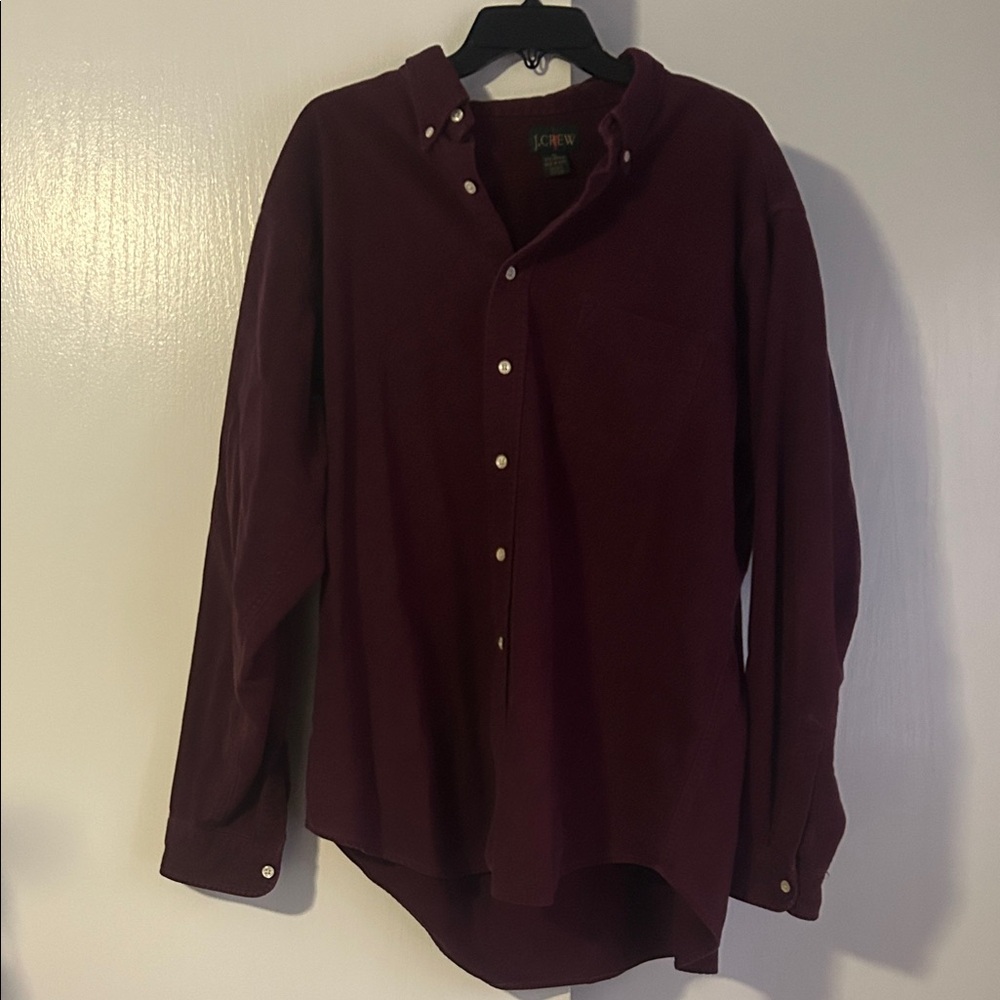 J. Crew Men's Dark Red Casual Button-Down Shirt